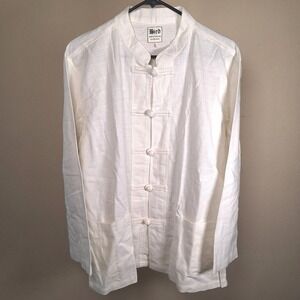 Thai Raw Cotton Utility Festival Ceremonial Frog Knot Tang Suit Top Meditation L